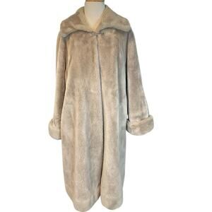 Borgana Heavy Vintage Winter Trench Coat by Rothmoor Faux Fur Women's Tan Large